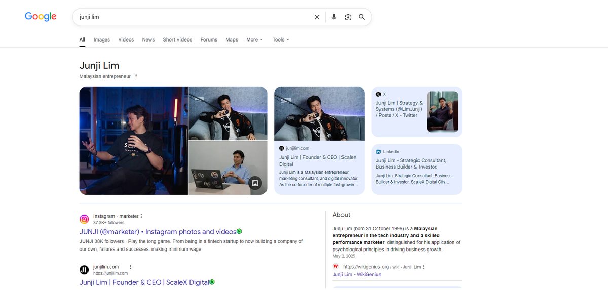 Junji Lim: Google Knowledge Panel